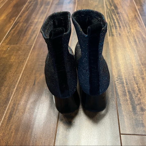 ZARA Glitter Fitted Fabric Heeled Ankle Boots - Picture 7 of 9